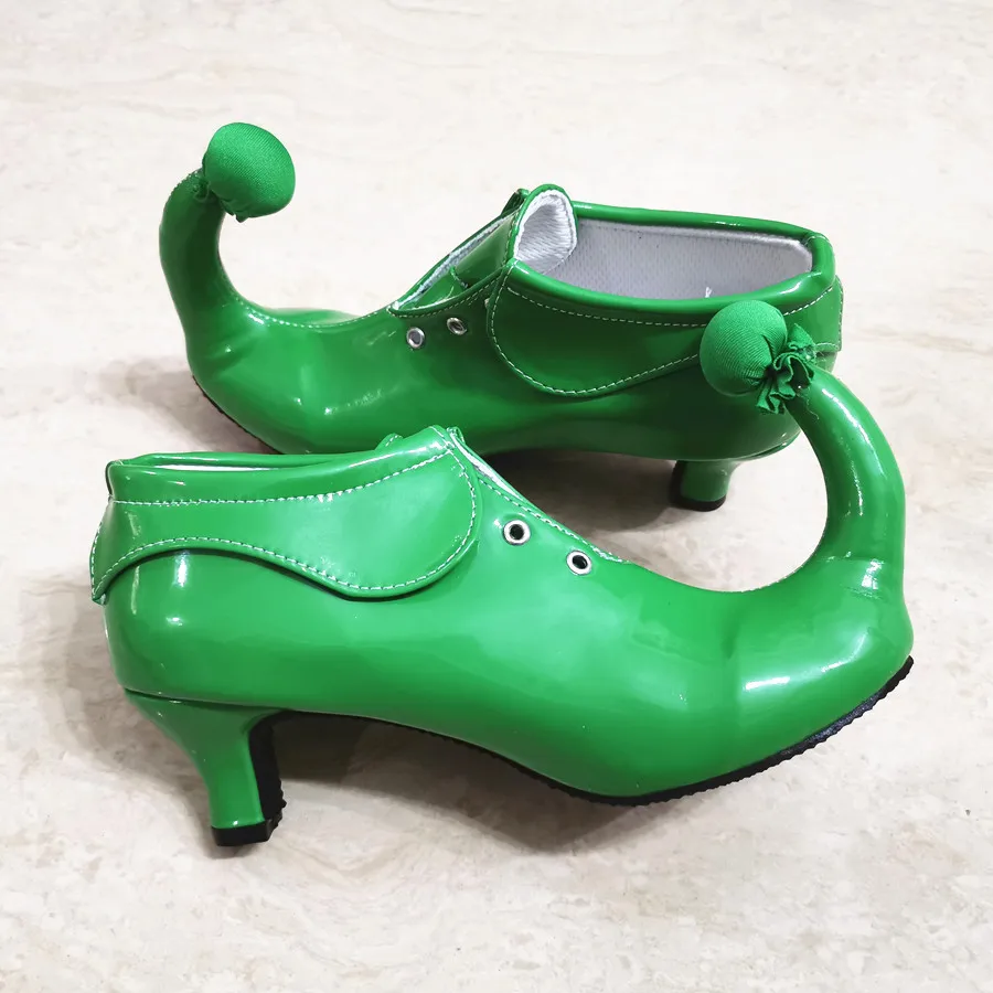 Customized Upturned High Heel Clown Shoes For Girls Women Funny Circus Club Party Boots Green Red Halloween Joker Dress Up