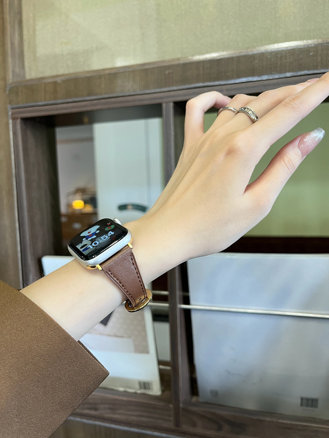 رقيقة ل سوار ساعة أبل البني النساء الترا 10/9/8/7/6/5/4/3/2/ 38 مللي متر 40 مللي متر 41 مللي متر 42 مللي متر 44 مللي متر 45 مللي متر 46 مللي متر حلقة جلدية