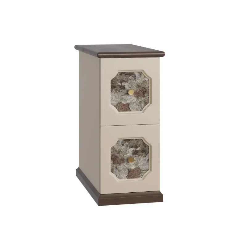 Retro style solid wood printing bedside table designer niche bedroom bedside table narrow small locker