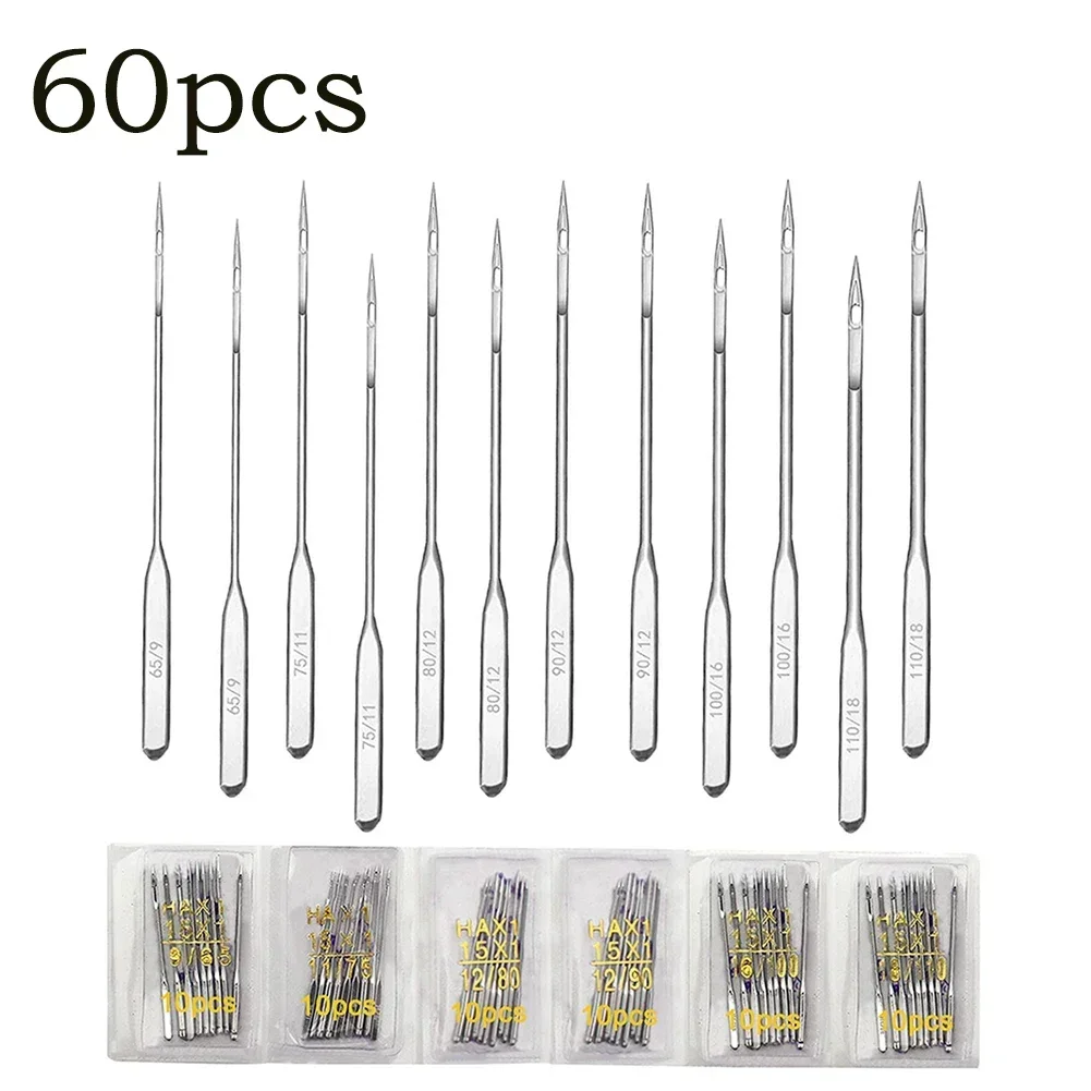 60pcs Sewing Machine Needles For Singer Brother Janome Varmax Sizes 65/9 75/11 80/12 90/14 100/16 110/18 Sewing Machine Supplies