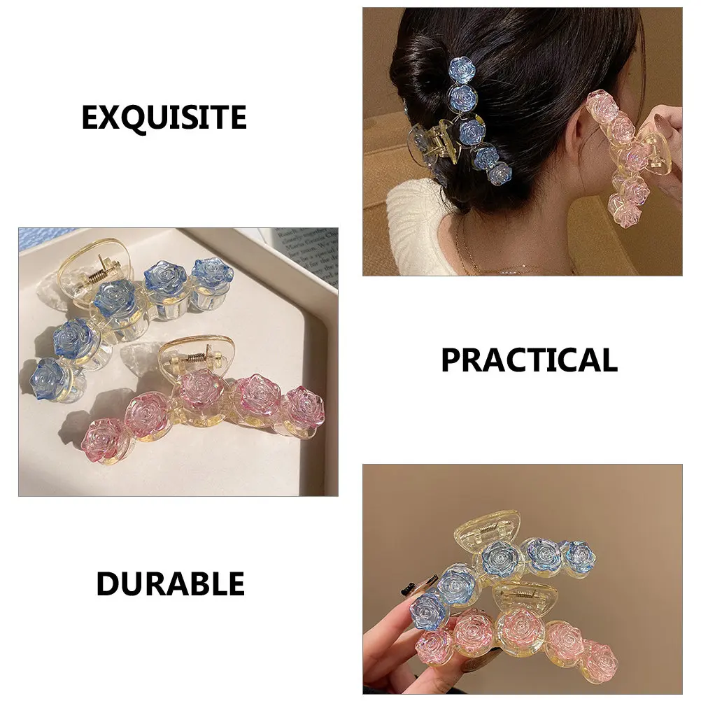 2Pcs Exquisite Flower Hair Claw Clips Large Acrylic Jaw Clips for Women Thick Hair Styling Tool Party Daily Elegant