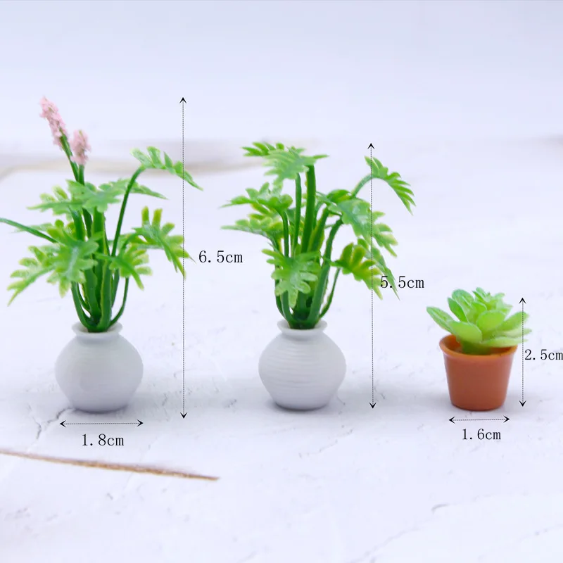 1:12 Scale Dollhouse Miniature Garden Landscape, Miniature Succulent Plants, Potted Cacti, Mini Greenery Models