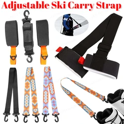 Nylon Skiing Pole Shoulder Hand Carrier Adjustable Lash Handle Straps Buck Hook Loop Protecting Black Nylon Ski Handle Strap Bag