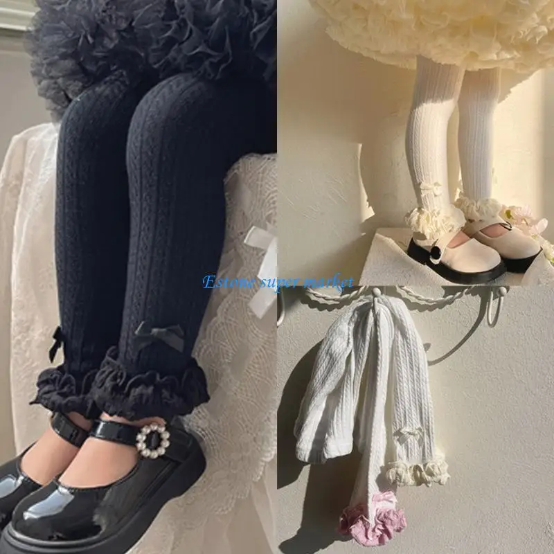 

090B Fashionable Baby Tights Lovely Kid Elastic Leggings Solid Nine Point Pant