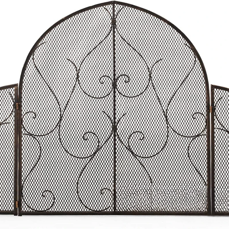 

Simple and foldable three-panel design wrought iron fireplace