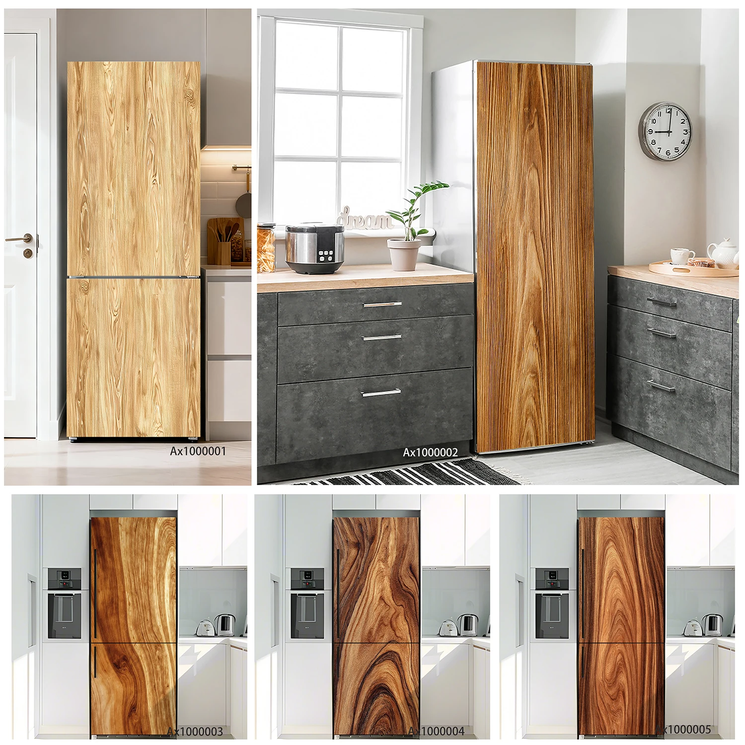 

Light Wood Grain Fridge Stickers Self Adhesive Waterproof Refrigerator Cabinets Wardrobe Door Cover for Kitchen Home Decor