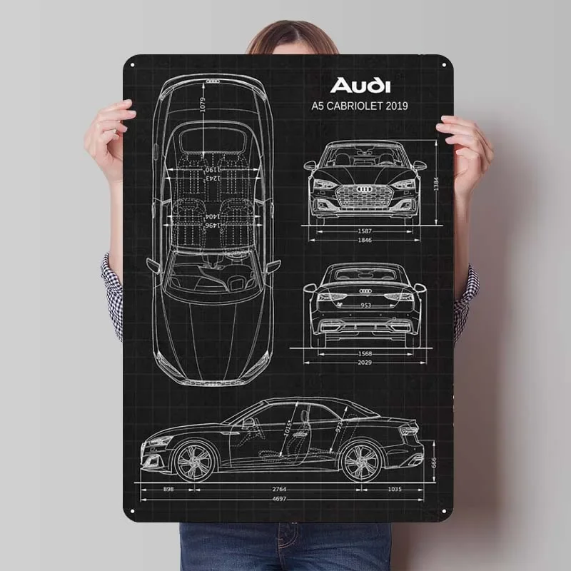 AUDI A5 CABRIOLET 2019 Sign Car Poster Gamer Room Decoration Man Customized Retro Metal Tin Signs for Garage Wall Art Decoration