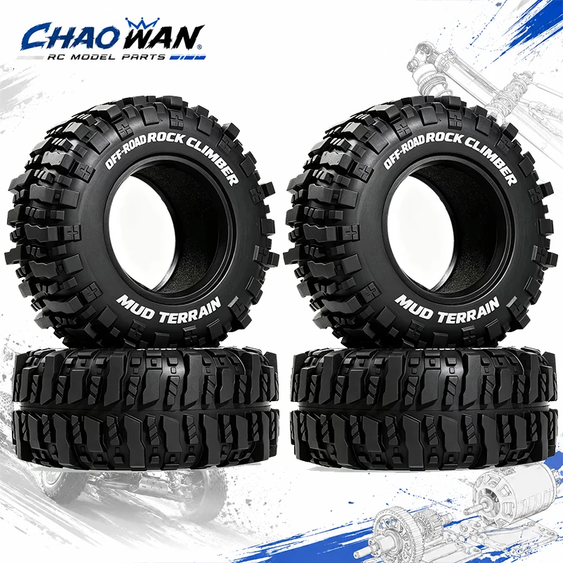 4Pcs 95mm 1.9 Inch RC Rubber Mud Terrain Tires Off Road Rock Crawling Tyres For Traxxas TRX4 TRX6 Axial RC Crawler Upgr