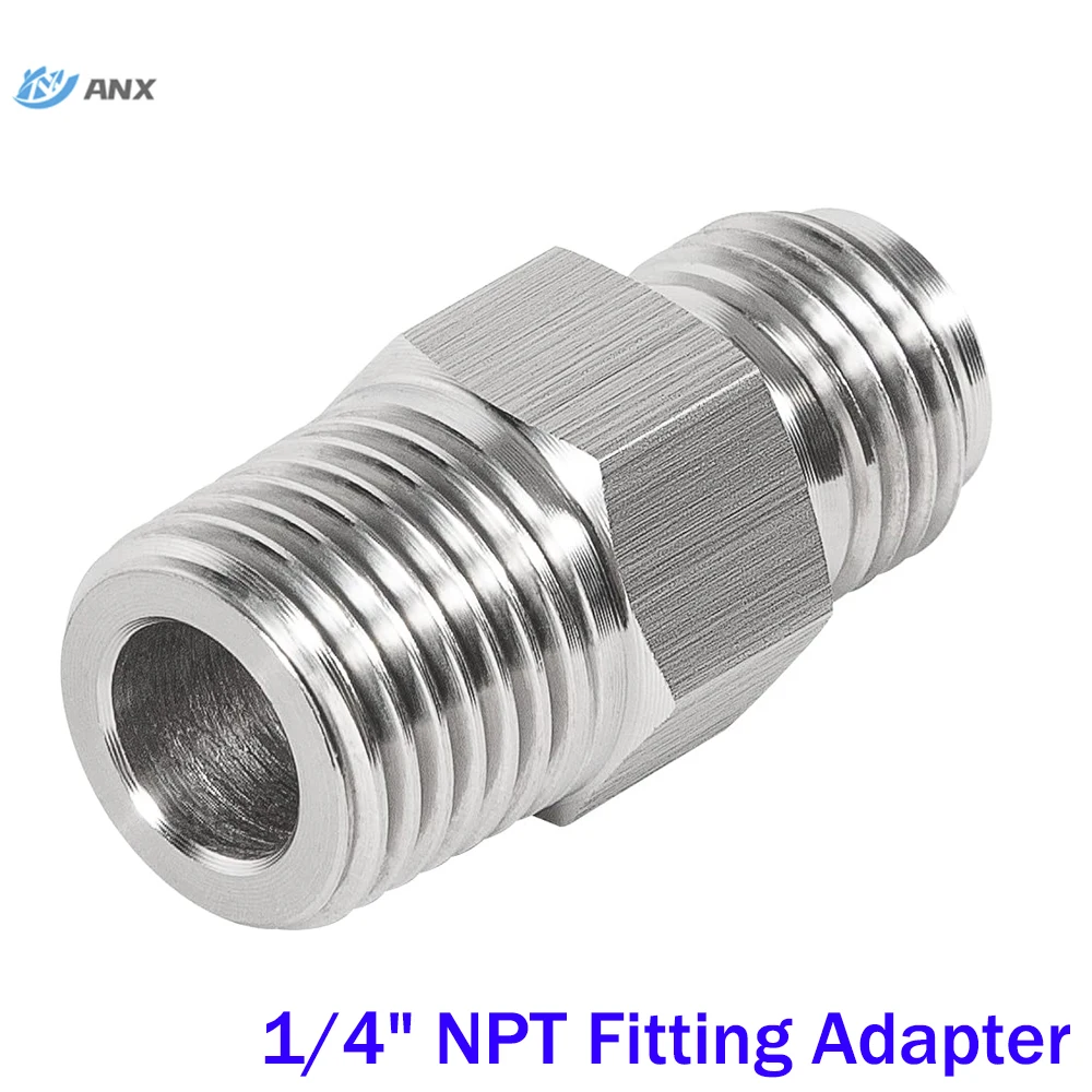 

1/4" NPT Fitting Adapter, 1/4" Male NPT to M12 x 1.25, Compatible with M12X1.25 Male Metric Coupling Stainless Steel Pipe Gauge