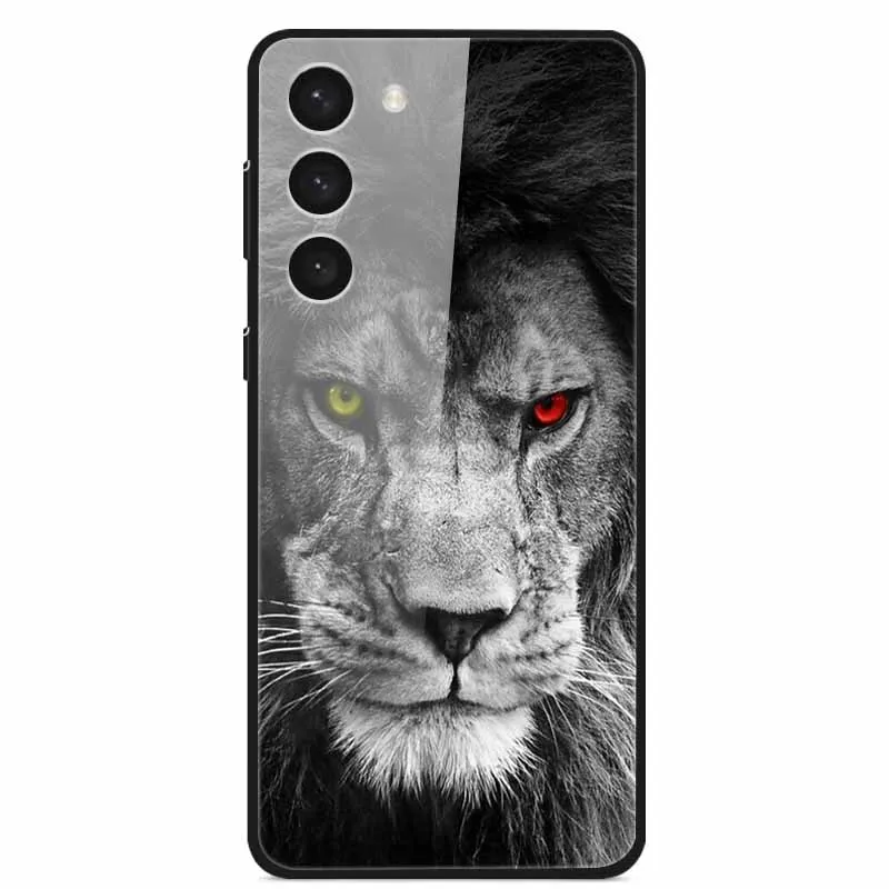 Tempered Glass Case For Samsung S23 Plus 5G Cover Galaxy S 23 Space Hard Back Coque For Samsung S23 Ultra S23+ Bumpers Funda Cat