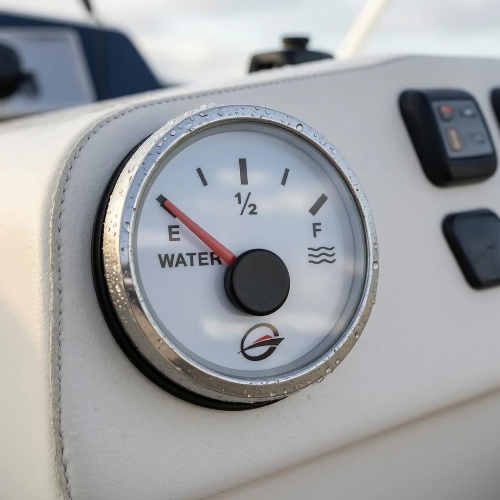 Marine Water Level Gauge Stainless Steel Bezel Marine Water Gauge Vehicle Instrument Circular Dial 52mm for Caravan, Truck