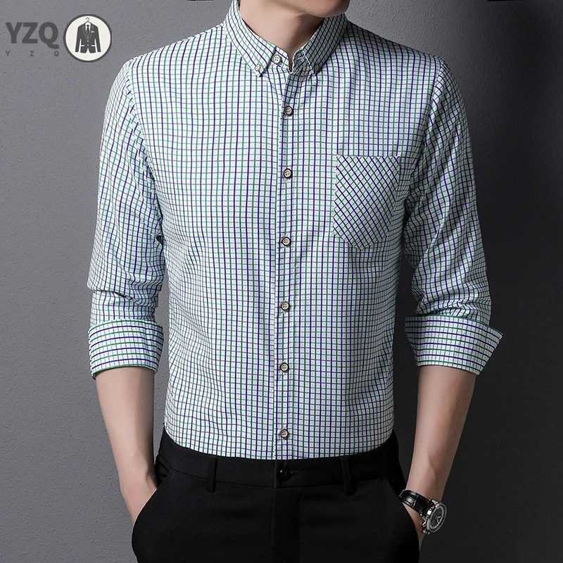 New Men\'s Casual Striped Long Sleeved Lapel Shirt for Summer Fashion Comfort No Ironing Wrinkle Resistant Top