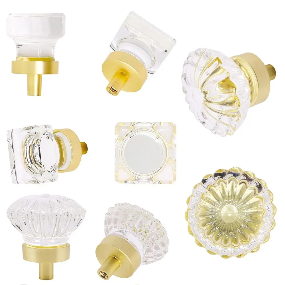 

New Gold Grey Transparent Crystal Cabinet Knobs Durable Excellent Design Crystal Knobs Cabinet Pulls Drawer Knob for Dresser