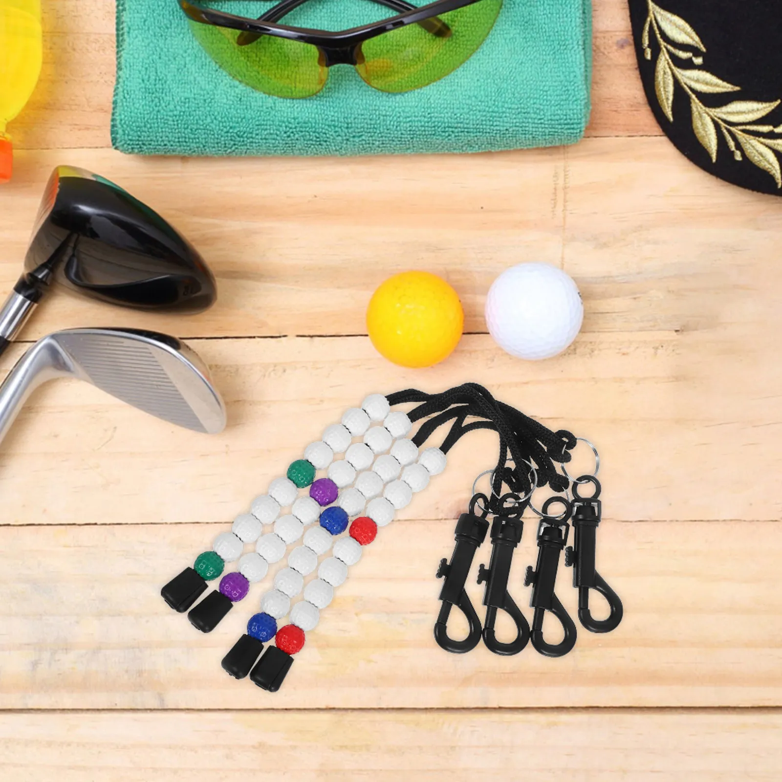 

Набор из 4 бусин-счетчиков ударов для гольфа, клипсы-счетчики, браслет-счетчик очков для гольфа, устройство для отслеживания ударов