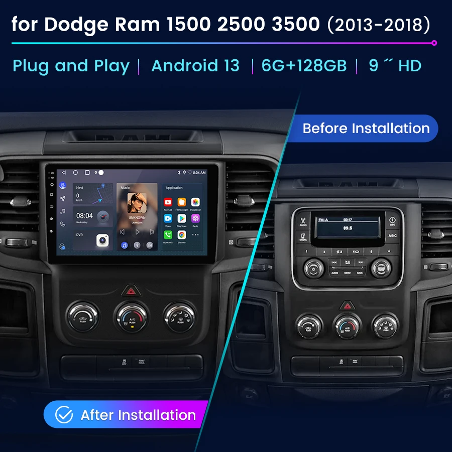 Junsun ستيريو سيارة ل دودج رام 1500 2013-2019 نظام ذكي لاسلكي Carplay أندرويد السيارات لتحديد المواقع والملاحة واي فاي 4G DSP SWC