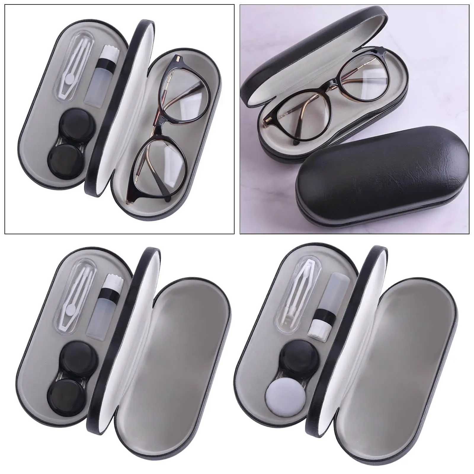 Double Sided Eyeglasses Case Contact Lens Case for Men Women Layer Box