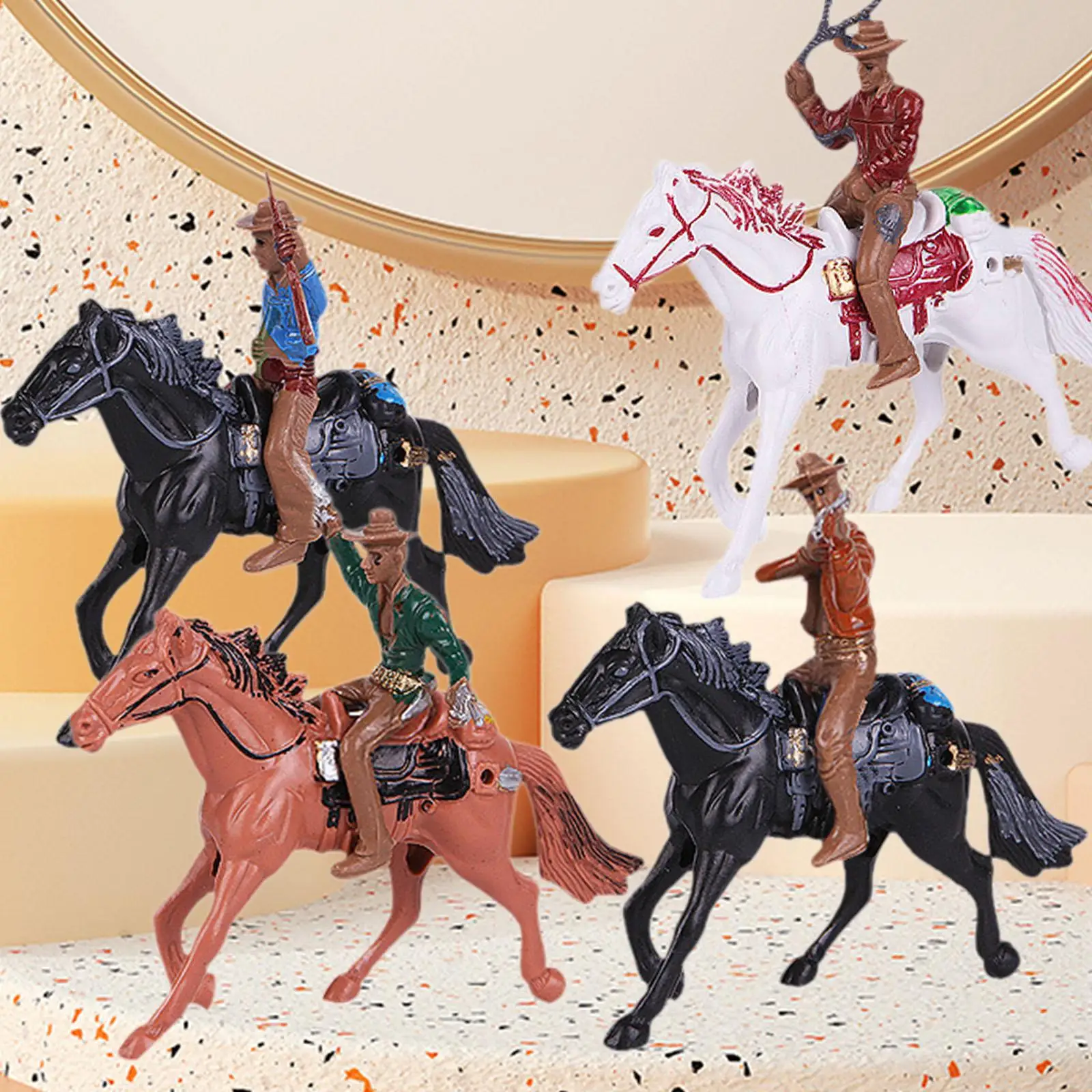 Estatuilla de montar a caballo Figuras americanas Regalo de cumpleaños Modelo de vaquero occidental Figuras de personajes para niños pequeños