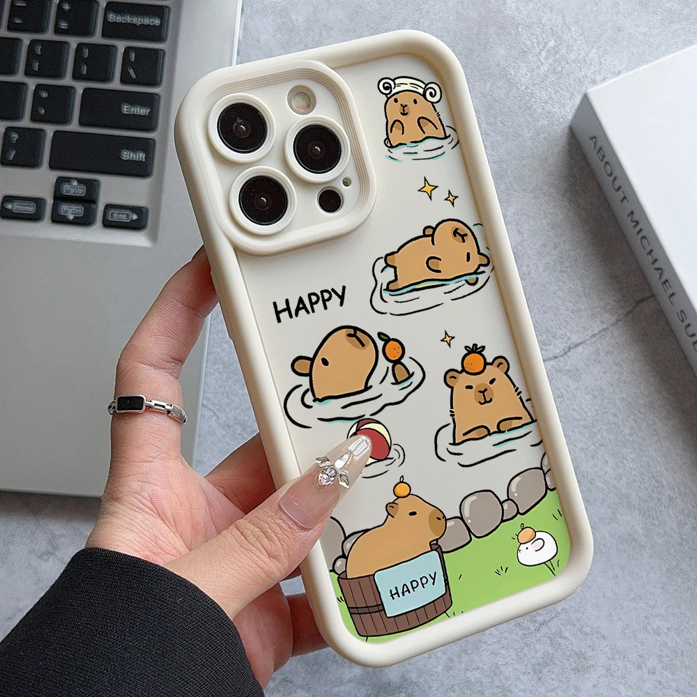 Funny Capybara Phone Case for Samsung Galaxy A73 A71 A55 A54 A53 A52 A51 A34 A33 A32 A23 A14 A13 A12 4G 5G Ladder Lens Cover