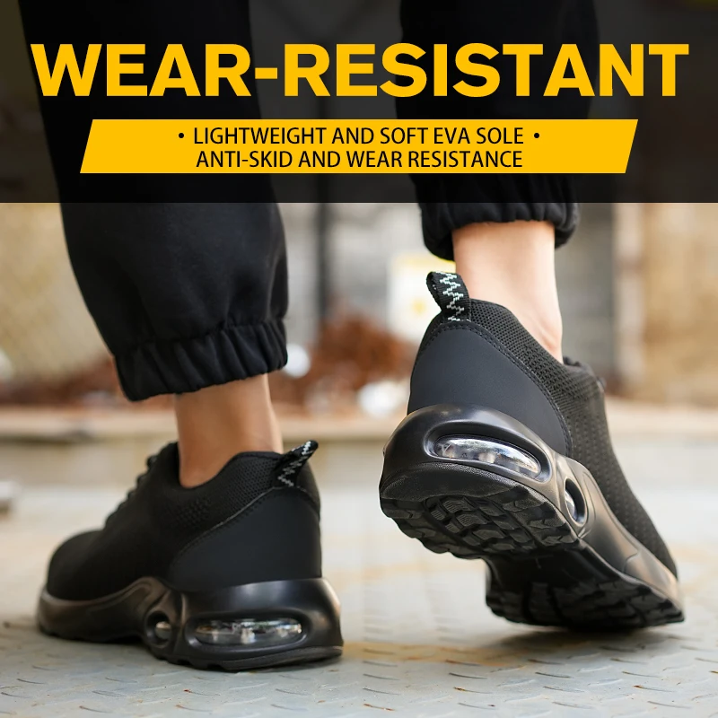 High-quality Safety Shoes Men Steel Wire Rotary Buckle Work Sneakers Indestructible Shoes Anti-smash Anti-puncture Work Shoes
