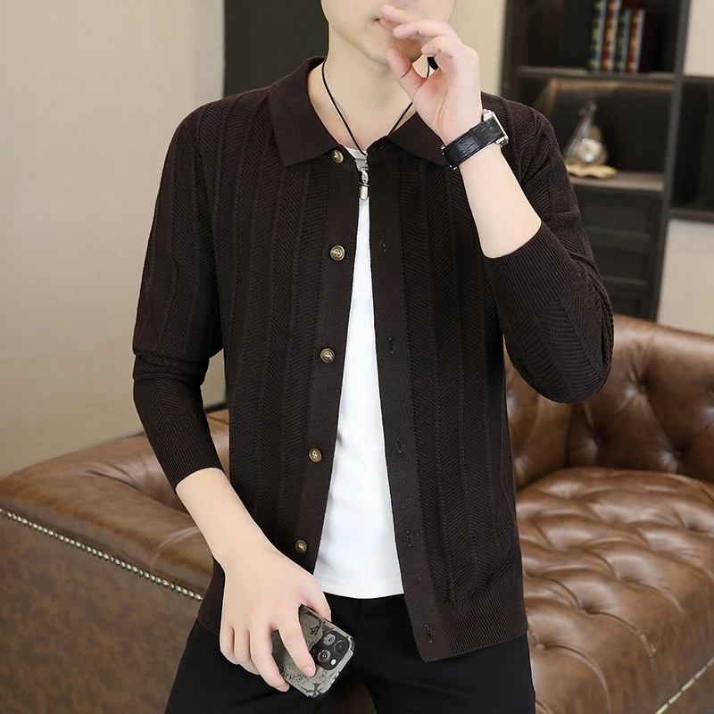 2024 Autumn/Winter New Men's Casual Knitted Cardigan Sweater High Quality Non Ironing Youth Fashion Versatile Sweater Cardigan