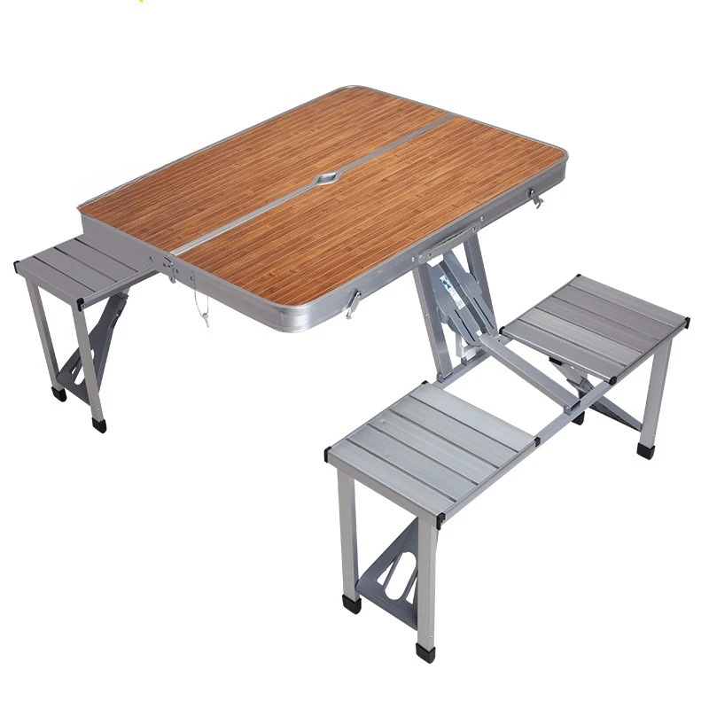 

Outdoor aluminum alloy folding tables and chairs camping portable one-piece tables and stools night market stall one table