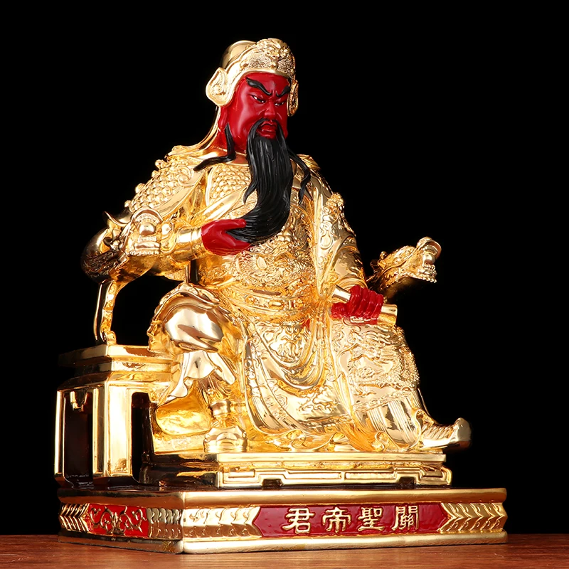 40CM large TOP Upscale gold GUAN GONG God God of wealth copper CAI SHEN statue HOME shop Efficacious Prosperity FENG SHUI statue