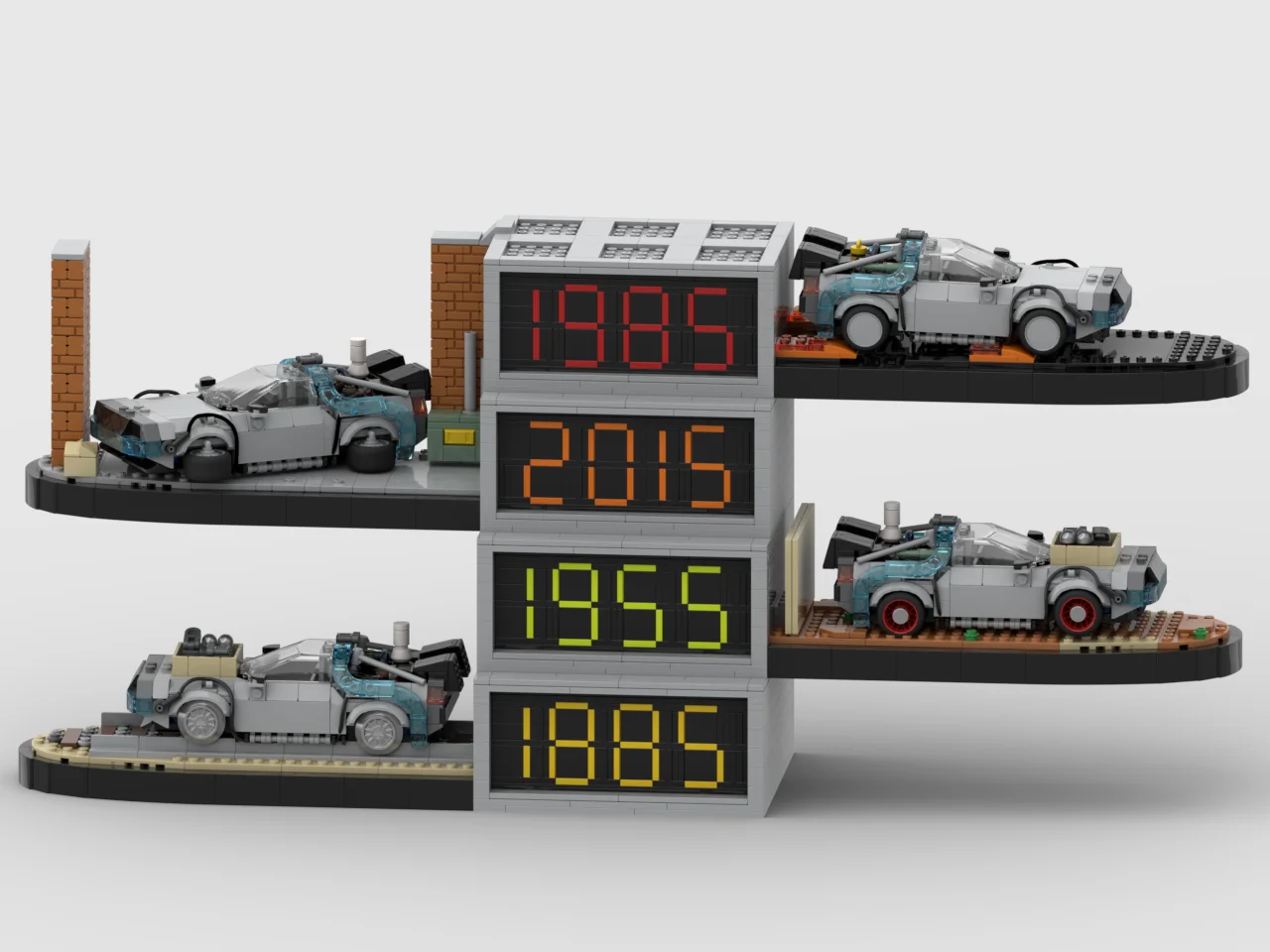 

Moc Delorean Back To The Future City Champions Super Car Garage Display Kit Model Building Blocks DIY Assembly Toy Gift