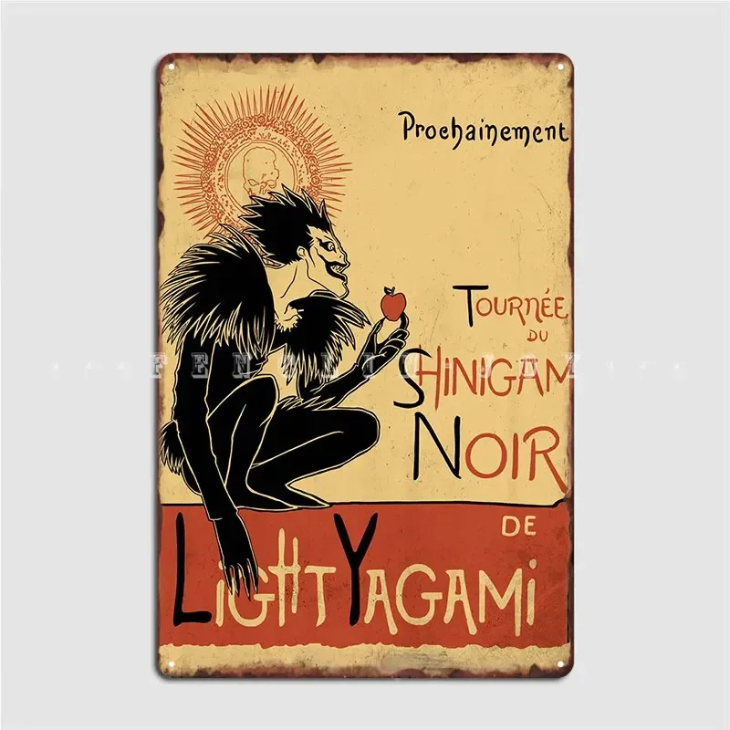 Shinigami Noir-letrero de Metal para pared, cueva, pintura clásica, decoración, cartel de estaño