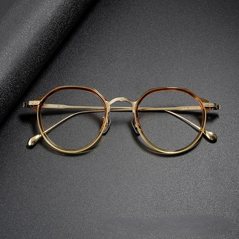 

Легкие очки ручной работы, женские круглые оправы в стиле ретро, очки с защитой от синего света, LO-04, титановые мужские очки по рецепту, ацетатный дизайн