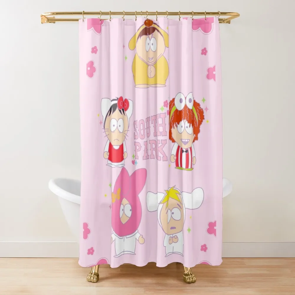 Pink flower cartman, Kyle, Stan, Kenny, butters Shower Curtain Shower Waterproof Shower For Bathroom Curtain