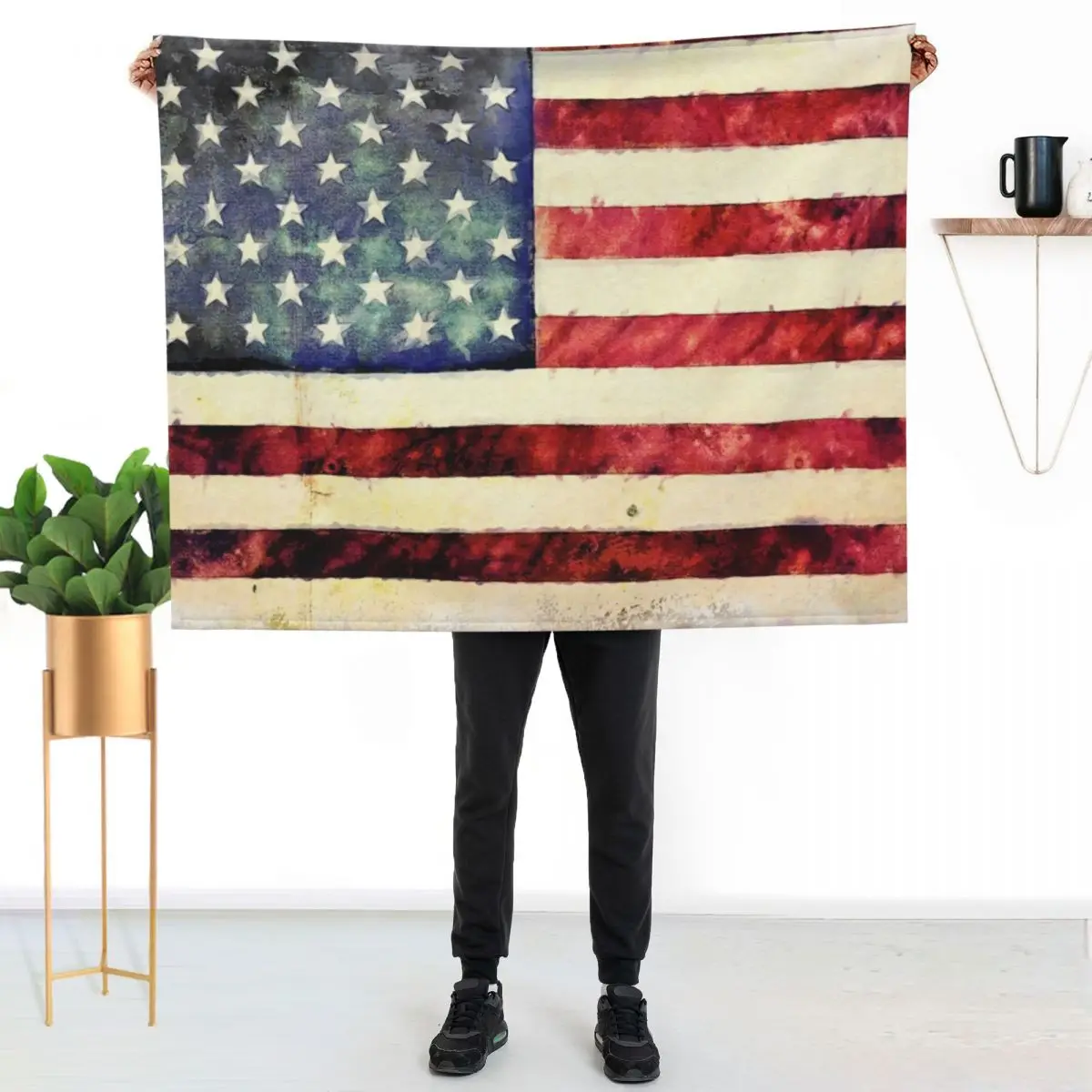 Vintage American Flag Throw Blanket Decorative Sofas Soft Big Plaid Luxury Throw Single Sofa Quilt Blankets