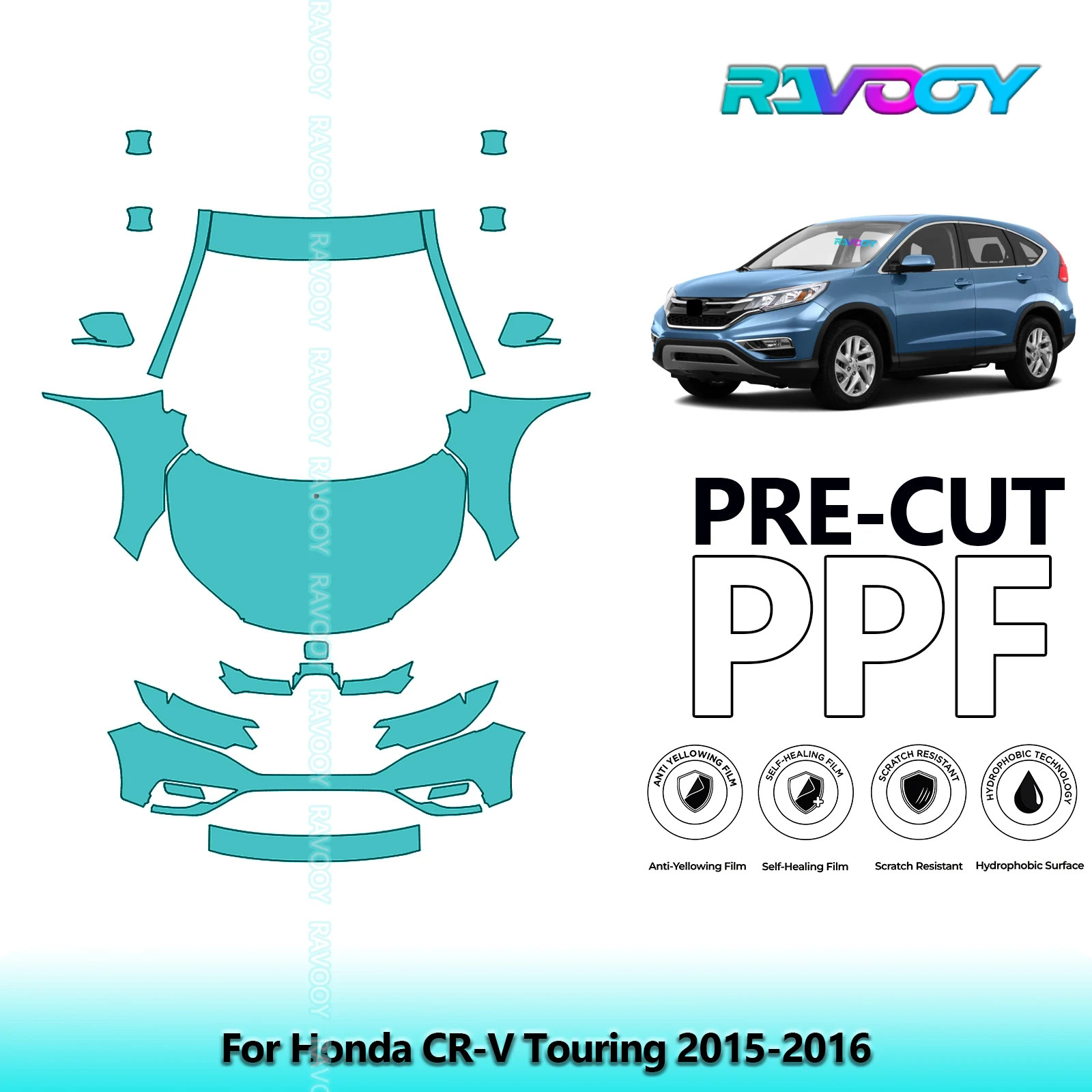 

8.5Mil Front Kit Precut Paint Protection Film PPF Clear Bra For Honda CR-V Touring 2015-2016