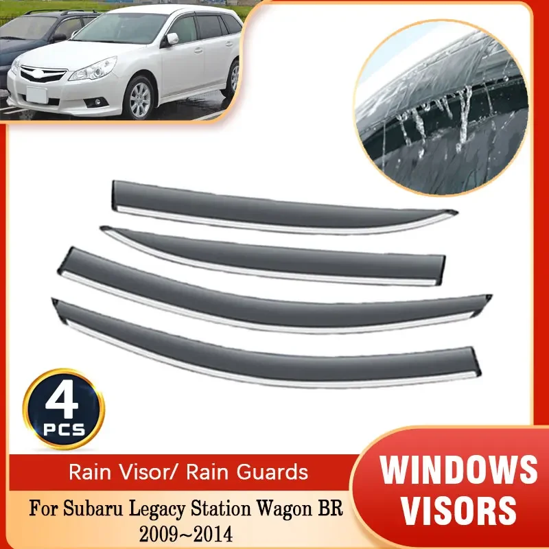 For Subaru Legacy Station Wagon BR 2009 2010 2011 2012 2013 2014 Sun Rain Shield Window Sunshade Trim Frame Sticker Waterproof