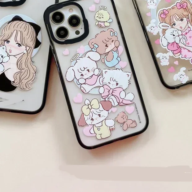 

MagSafe Girl Bear Wireless Charging Phone Case Cover for IPhone 11 12 13 14 15 Pro Max Case for IPhone 15 Pro Max