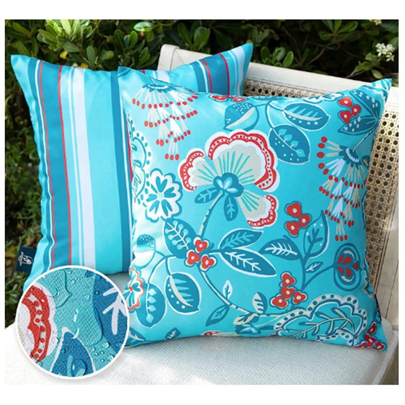 

AU13-Pack Of 2 Outdoor Waterproof Pillow Covers 18X18 Modern Cute Pattern Decorative Square Outdoor Throw Pillow Covers