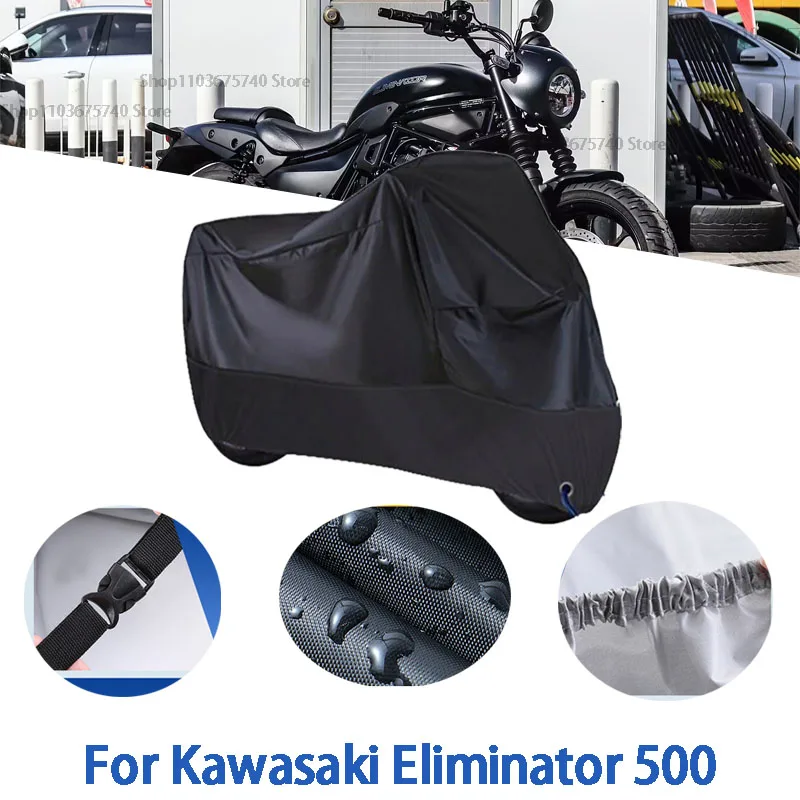 

Полный чехол для мотоцикла для Kawasaki Eliminator 500, автомобильный уличный солнцезащитный чехол от пыли и ушей, утолщенный тканевый чехол Оксфорд