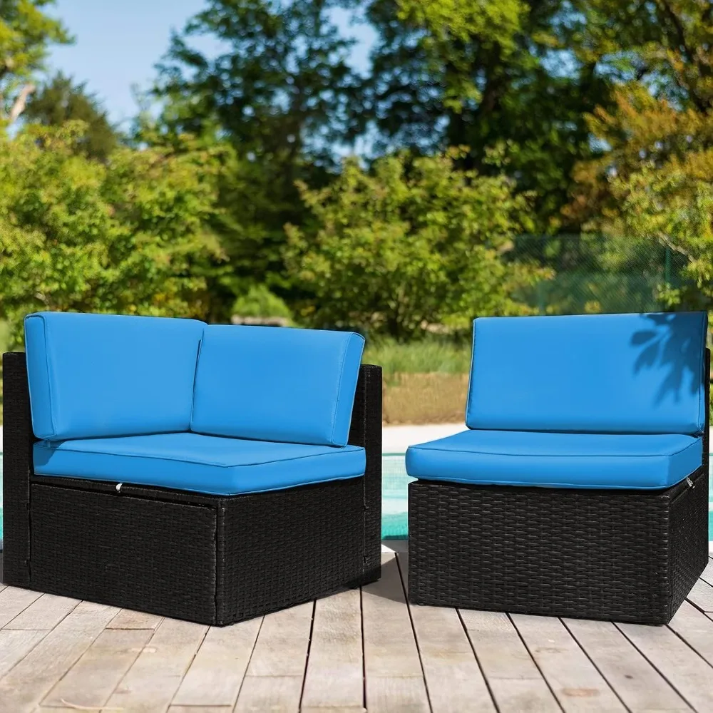 

Flamaker 2 Pieces Patio Furniture Set Outdoor Loveseat All Weather PE Rattan Sofa Chair Set Corner Sofa Armless Sofa with Padded
