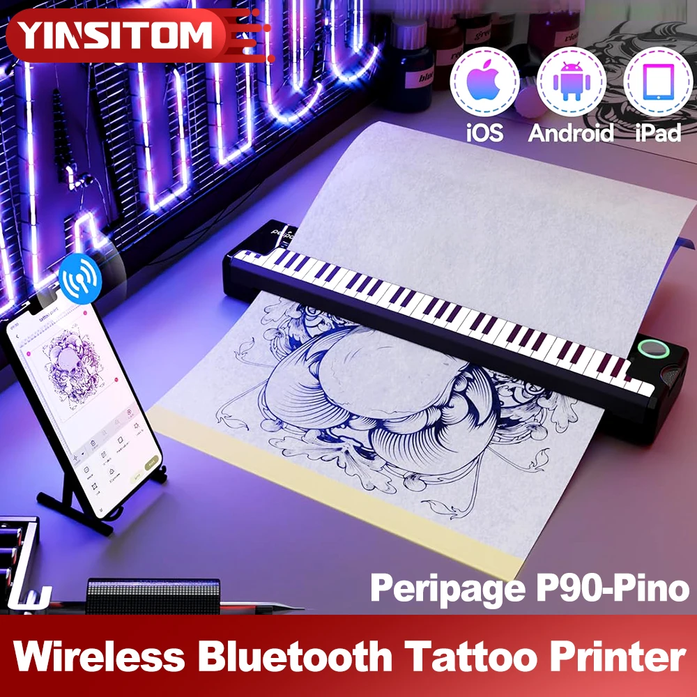 Peripage 2025 A4 Tattoo Transfer Stencil Printer Super Mini Wireless Thermal Portable Tattoo Transfer Machine or 100pcs Paper