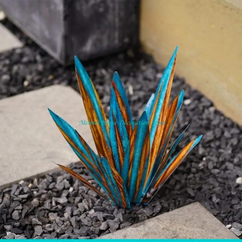 H7BF Agave Garden Decorations for Outdoor Yard Stake Hand Painted Tequila Sculpture