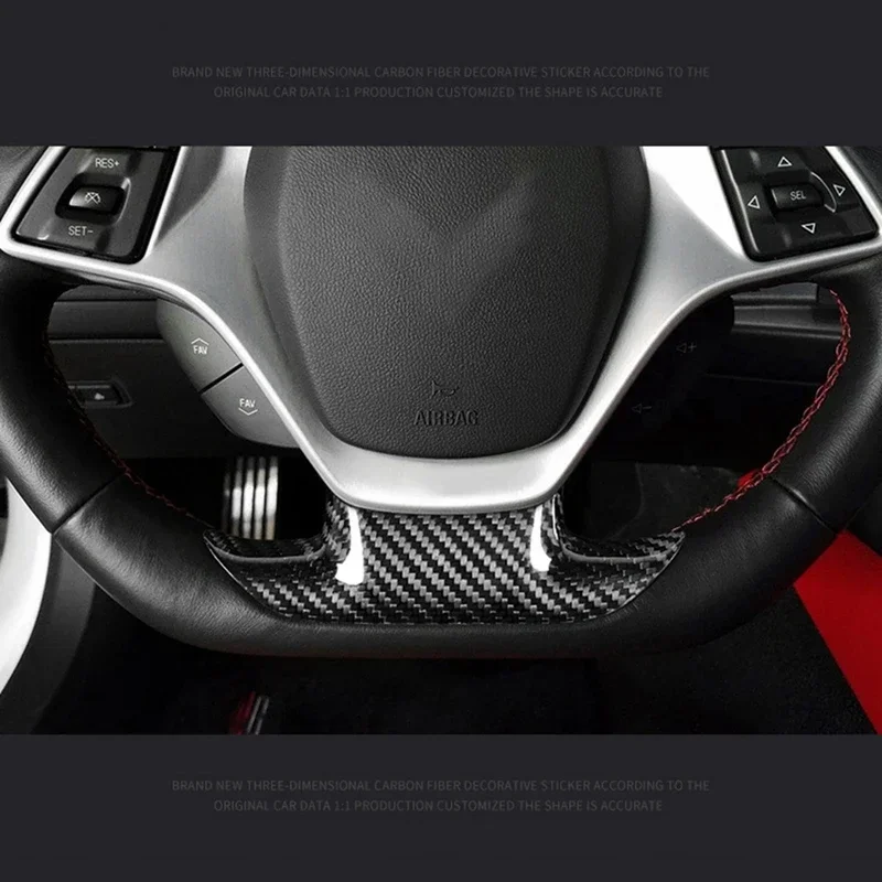 

For Chevrolet Corvette C7 Real Dry Carbon Fiber 2014-2019 Steering Wheel Trim Cover Steering Wheel Trim Cover modification