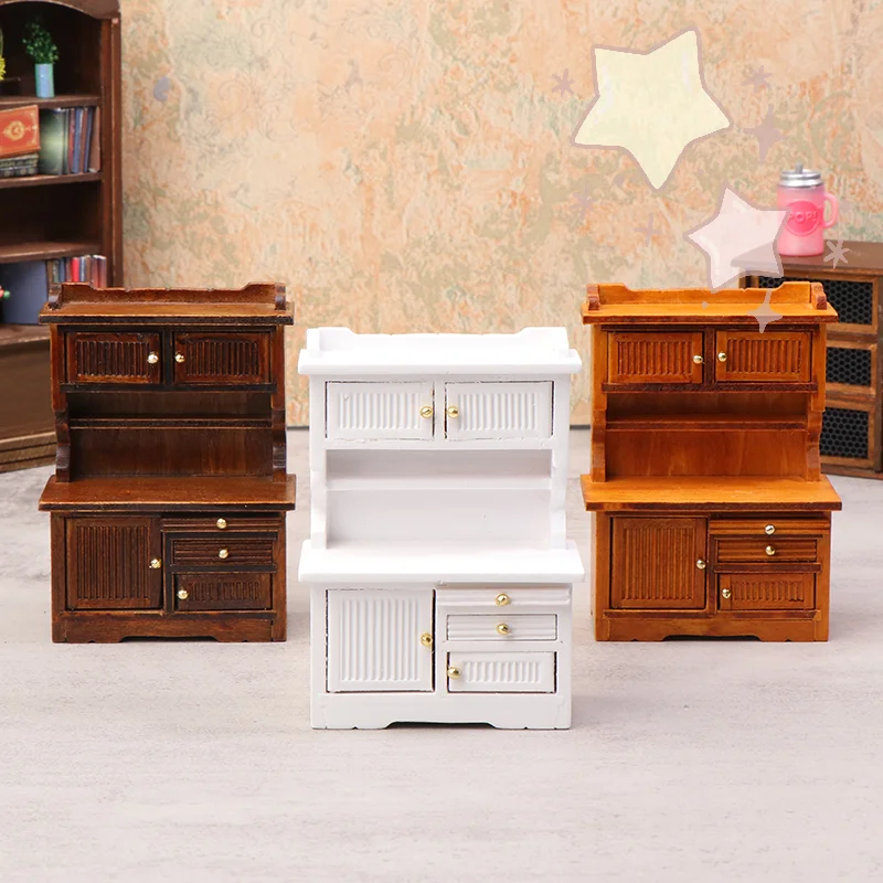 Mini aparador para casa de bonecas 1/12, modelo de estante para cozinha, sala de estar, boneca, móveis para casa, acessórios de decoração
