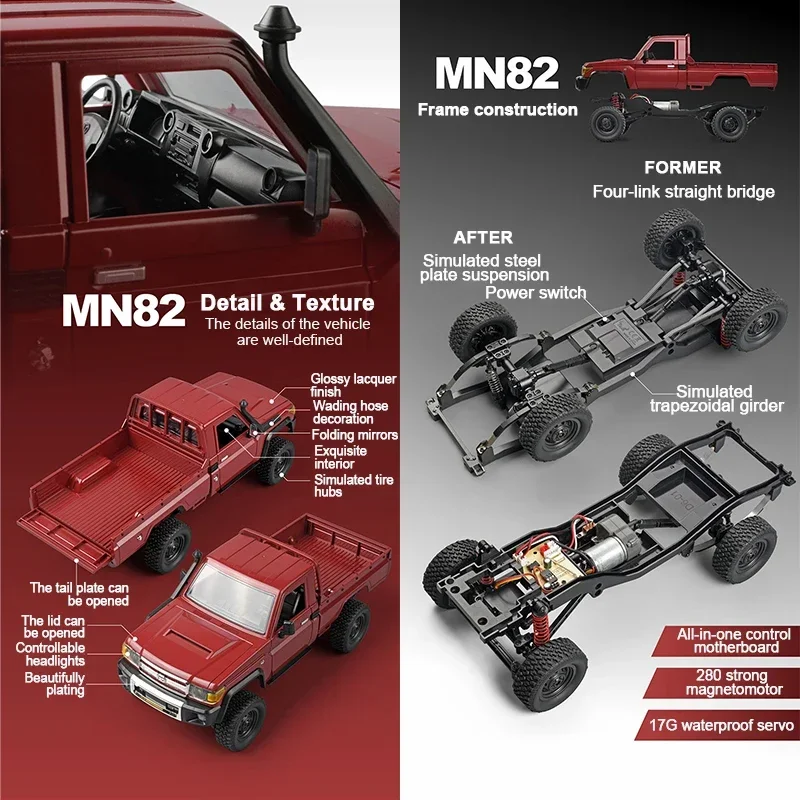 MN รุ่น 1:12 4WD MN82 LC79 Land Cruiser Rc รถ Toyota จําลองรีโมทคอนโทรลรถกระบะ RC รถบรรทุกของเล่นสําหรับผู้ใหญ่ของขวัญ