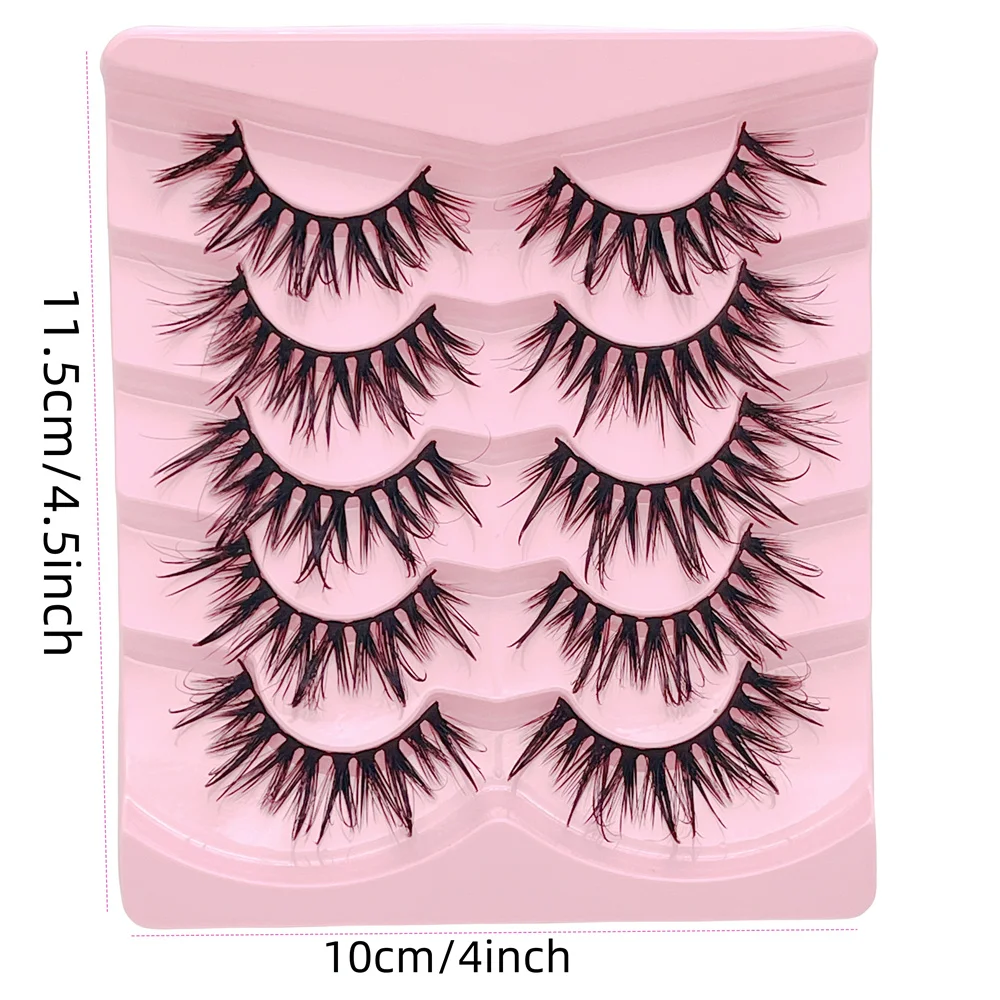 5 Pairs Wet Manga Lashes D-curl Lashes Cosplay Spiky Eyelashes Anime Lashes 19mm Long Wispy Thick Doll Eyelash Fairy Look, Natur