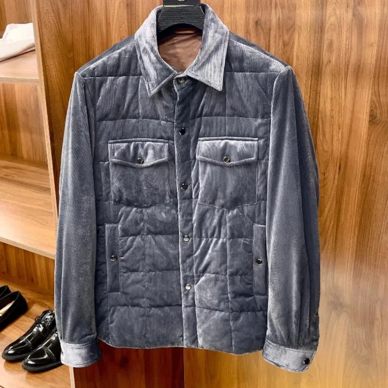 24AW EZ Nuevo estilo de camisa cálida y acogedora Chaqueta acolchada ligera de invierno para hombre Chaquetas de invierno para hombre