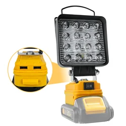 27W 1400LM Cordless LED Work Light with Dual USB Charging Port Portable LED Flood Light for Dewalt 20V Battery (No Battery)