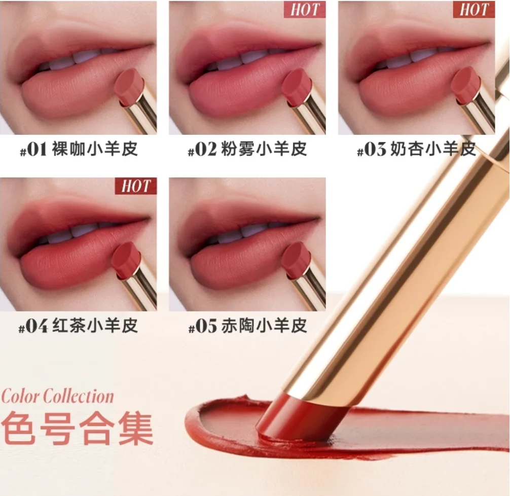 Judydoll Velluto Rossetto morbido opaco con pennello Colore nudo Cosmetici per trucco idratante nutriente