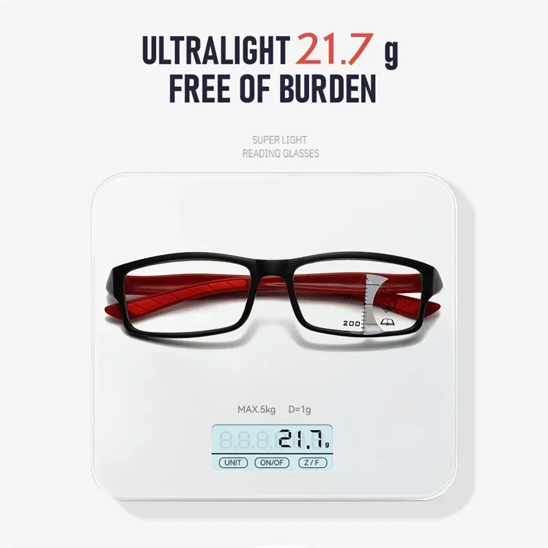 Fashion Sport Anti Blue Light Reading Glasses for Men Women High-definition Anti Slip Progressive Multifocal Presbyopia Eyewear