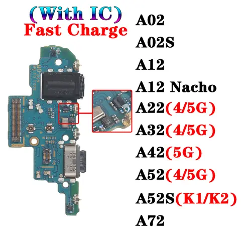 삼성 갤럭시 A32 A42 A52 A52S A72 A02S A12 Nacho A22 K1 K2 버전 4G 5G 충전 보드 모듈 용 Usb Dock 충전기 포트