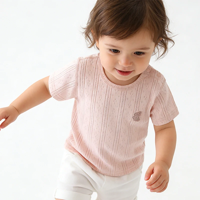 Children's Short-Sleeve T-Shirt, Summer Thin Style, Unisex Cotton Top, Class a Baby Infant Half-Sleeve Tee, Girls' Summer Wear, Seamless