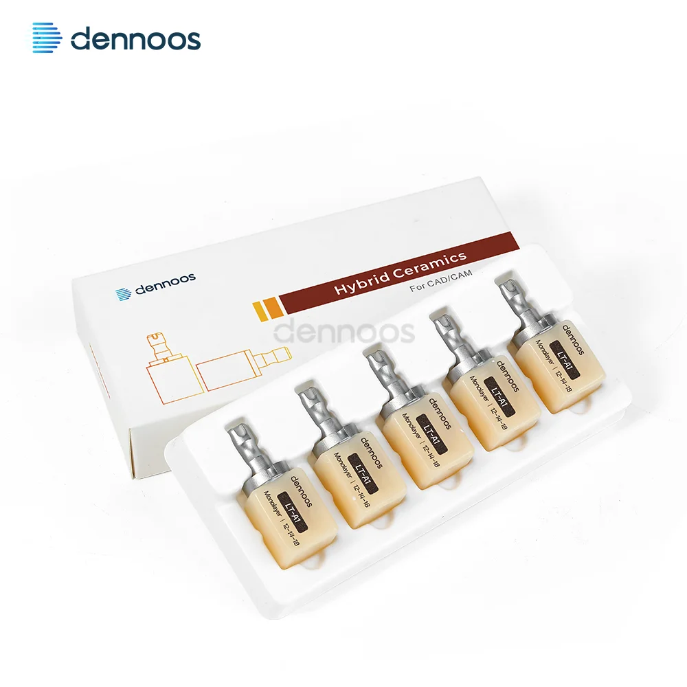Dennoos 5pcs Monolayer Hybrid Ceramic Dental Composite Resin Ceramics Blocks 18-14-12 for ChairsideInstant Restoration Materials